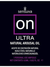 Sensuva On Ultra Arousal Massage Oil Single Use Ampoule Packet Massage Oils and Lubricants
